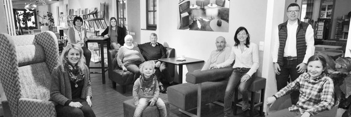 Schwarz-Weiß-Bild der Familie Beisser